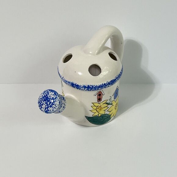 Vintage 80's Sculptural Watering Can Ceramic Flower Frog Propagation Station - Picture 11 of 13